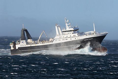 American Triumph á siglingu. Þróað verða veiðispálíkön fyrir flota American Seafoods.