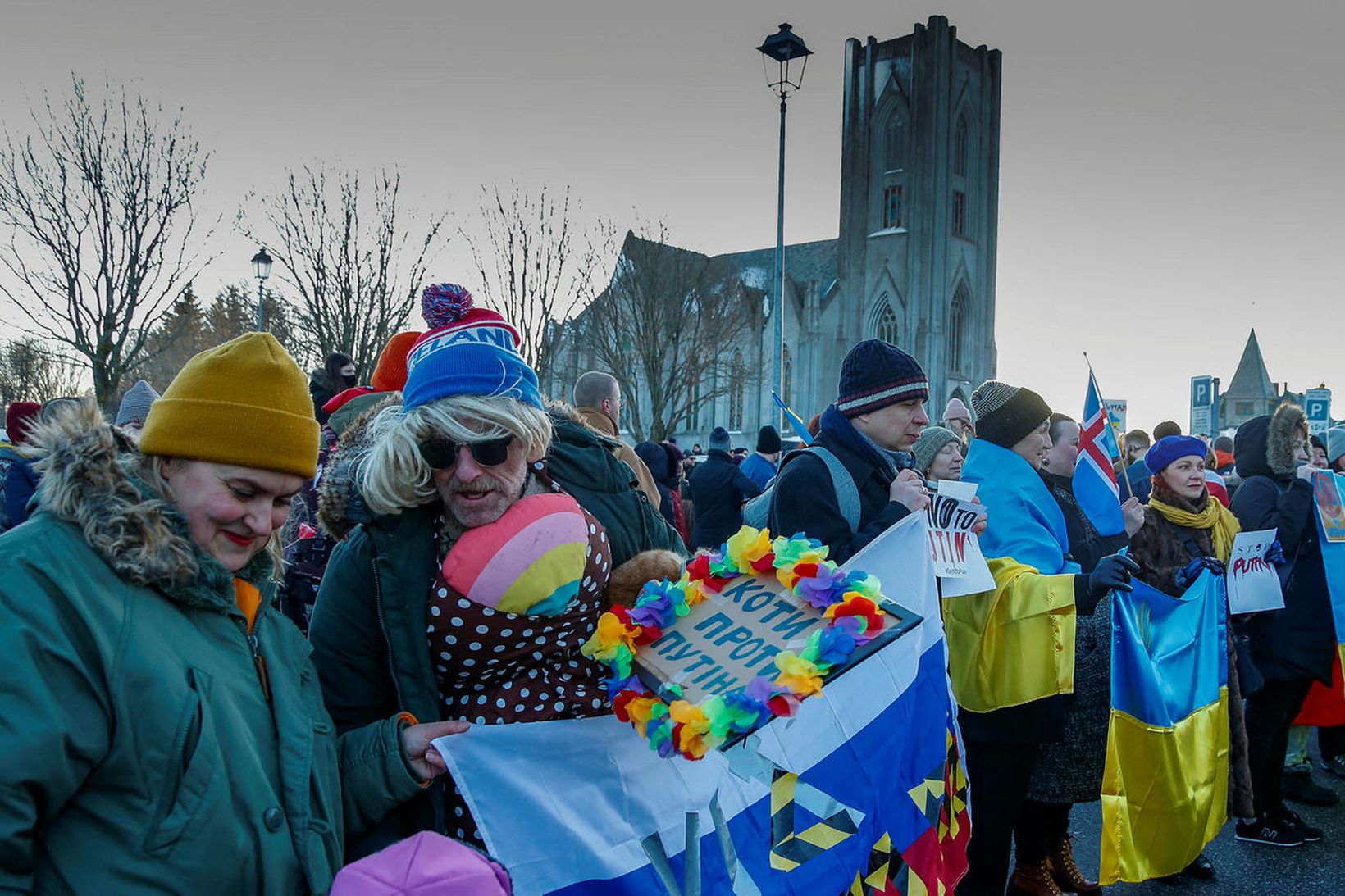 Innrás Rússa mótmælt í Reykjavík í síðasta mánuði.