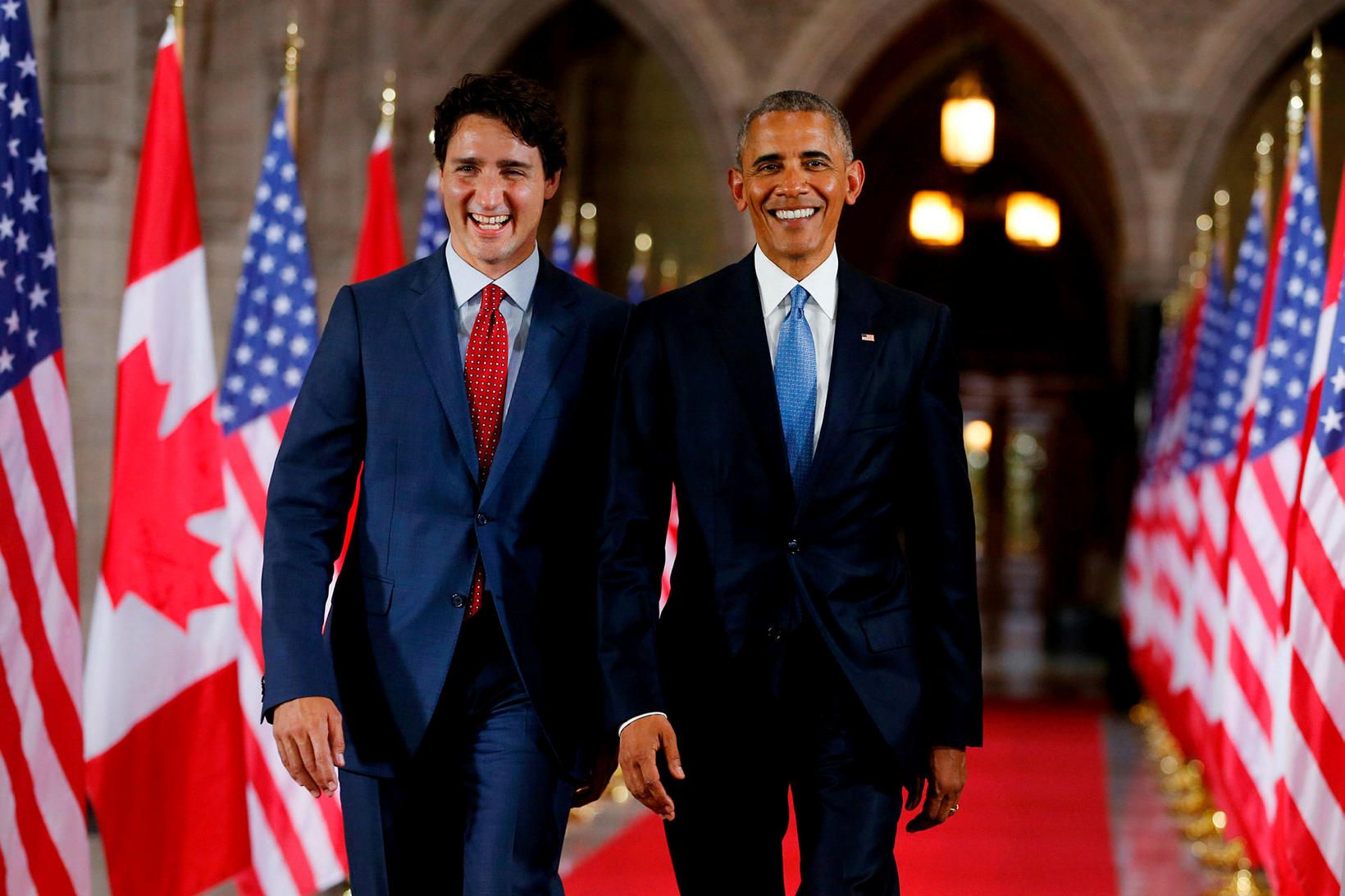 Félagarnir Justin Trudeau og Barack Obama.