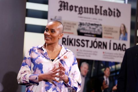 Sanna Magdalena Mörtudóttir í leiðtogakappræðum Morgunblaðsins og mbl.is í aðdraganda kosninganna.