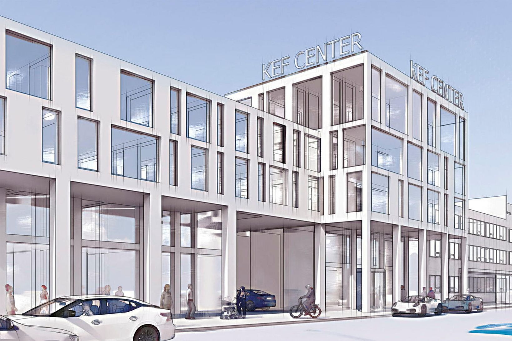 Drög að útliti KEF Center í Keflavík.