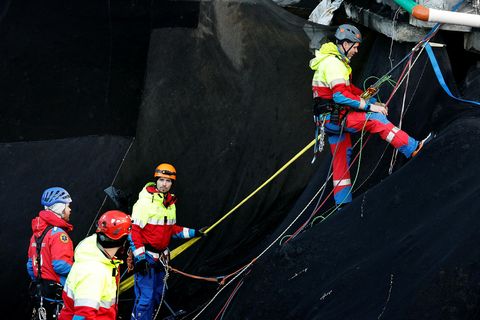 Frá björgunarstörfum í Grindavík í janúar síðastliðnum.