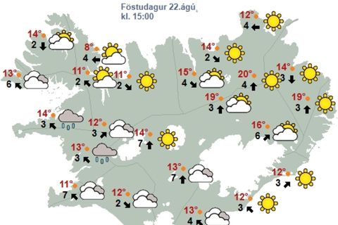 Map from the Icelandic Met Office at 3 p.m. today.