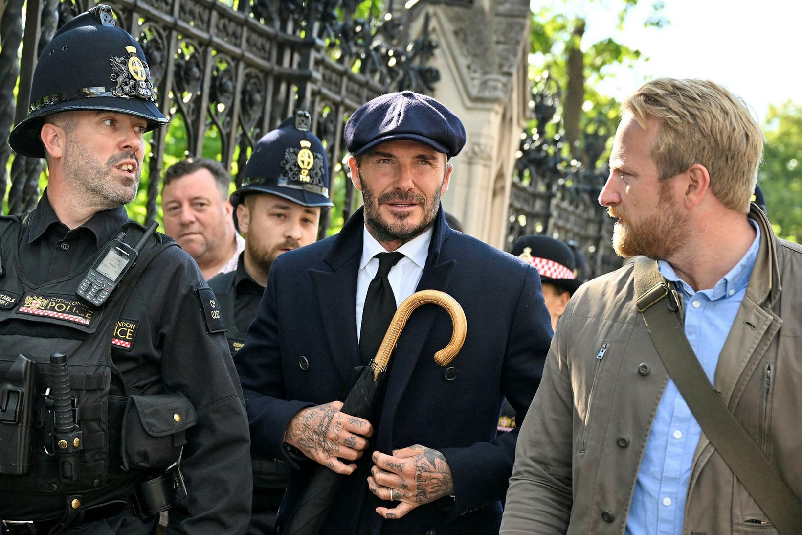 David Beckham fór að sjá kistu drottningarinnar í Westminster Hall …