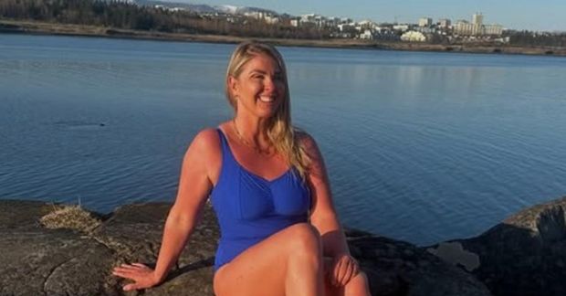 Berglind Guðmundsdóttir kíkti líka í sánu, enda er mikilvægt að dekra við sig á afmælisdaginn.