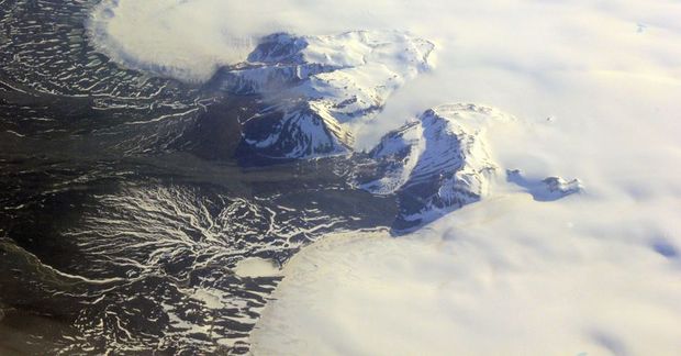 Suðausturhluti Hofsjökuls. Mynd úr safni, tekin úr UAVSAR-flugvél NASA.