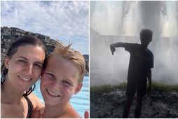 Ferðaáhrifavaldurinn Emily Hodge ásamt syni sínum í ferð um Ísland.