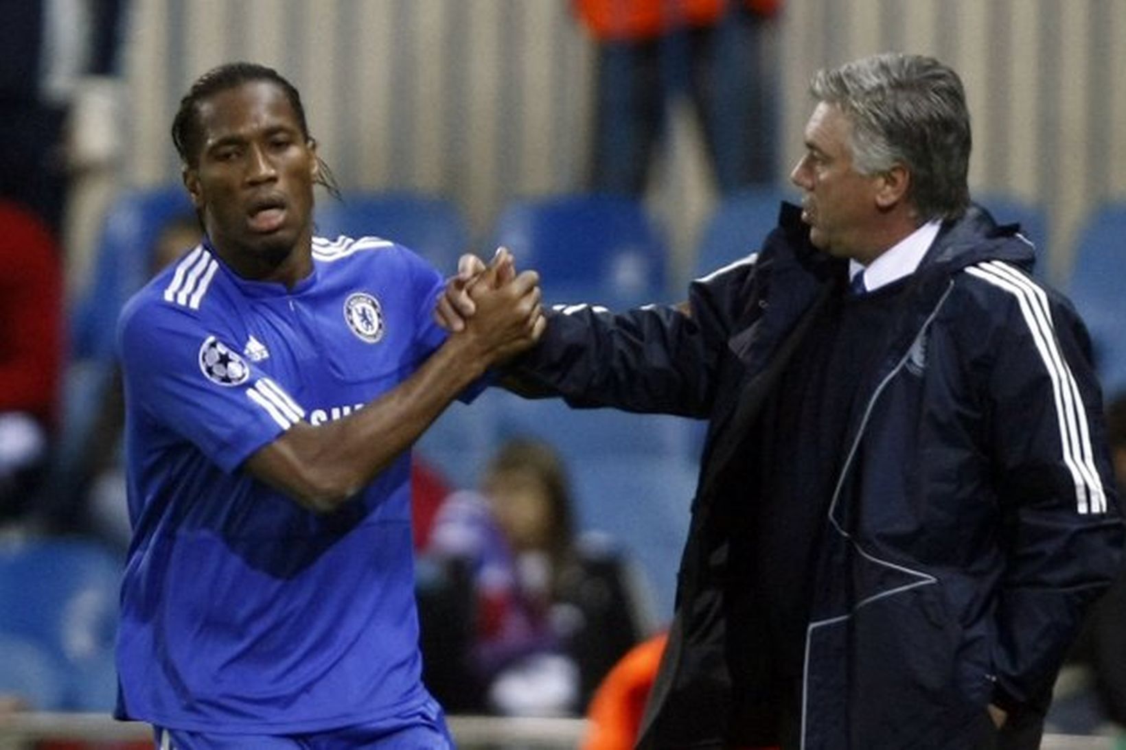 Ancelotti og Didier Drogba.