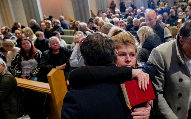 Frá samverustund fyrir Grindvíkinga í Hallgrímskirkju sunnudaginn 12. nóvember. Myndin var valin fréttamynd ársins af …