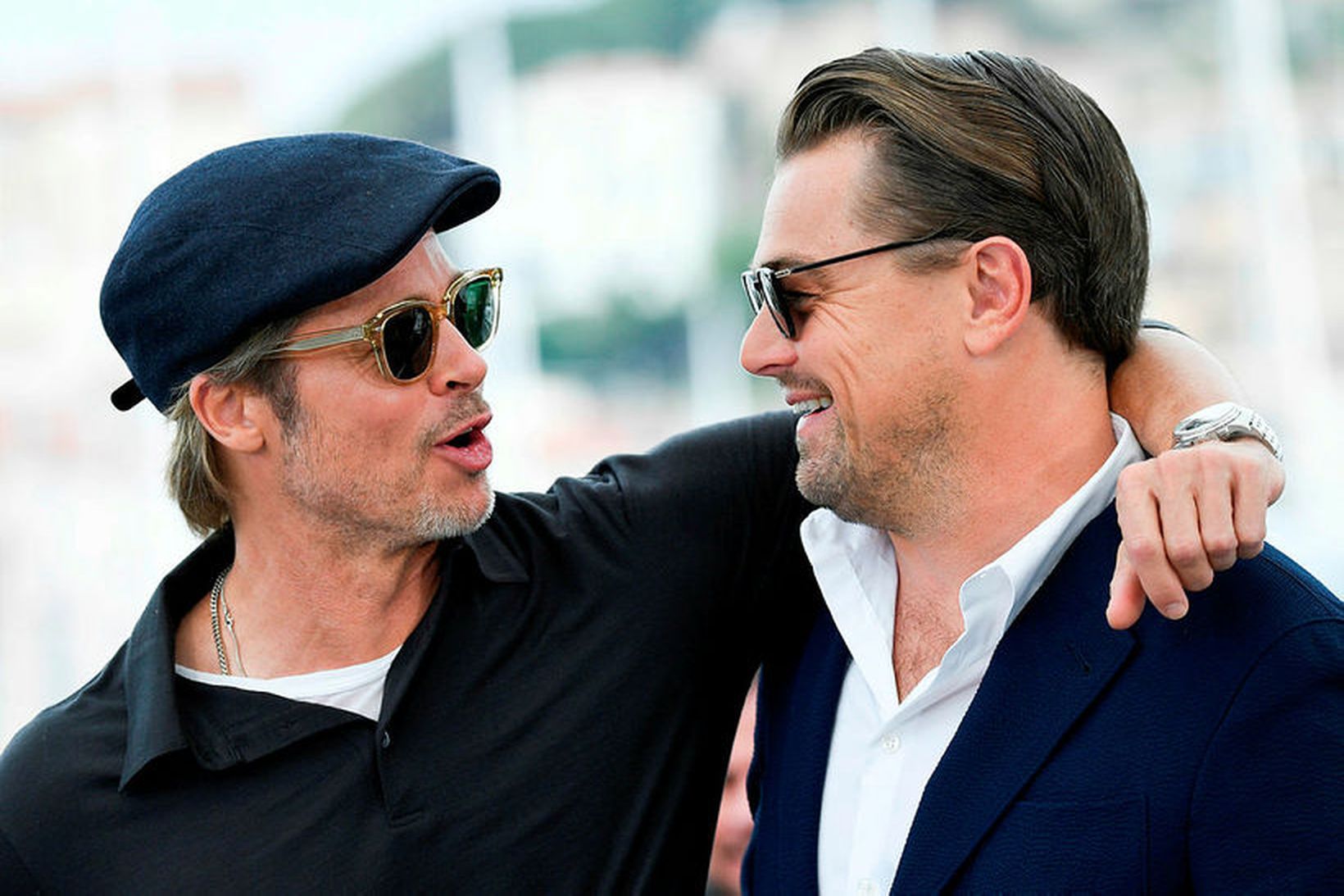 Brad Pitt og Leonardo DiCaprio í Cannes í maí.