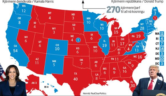 Trump leiðir nú í sex af sjö sveifluríkjum