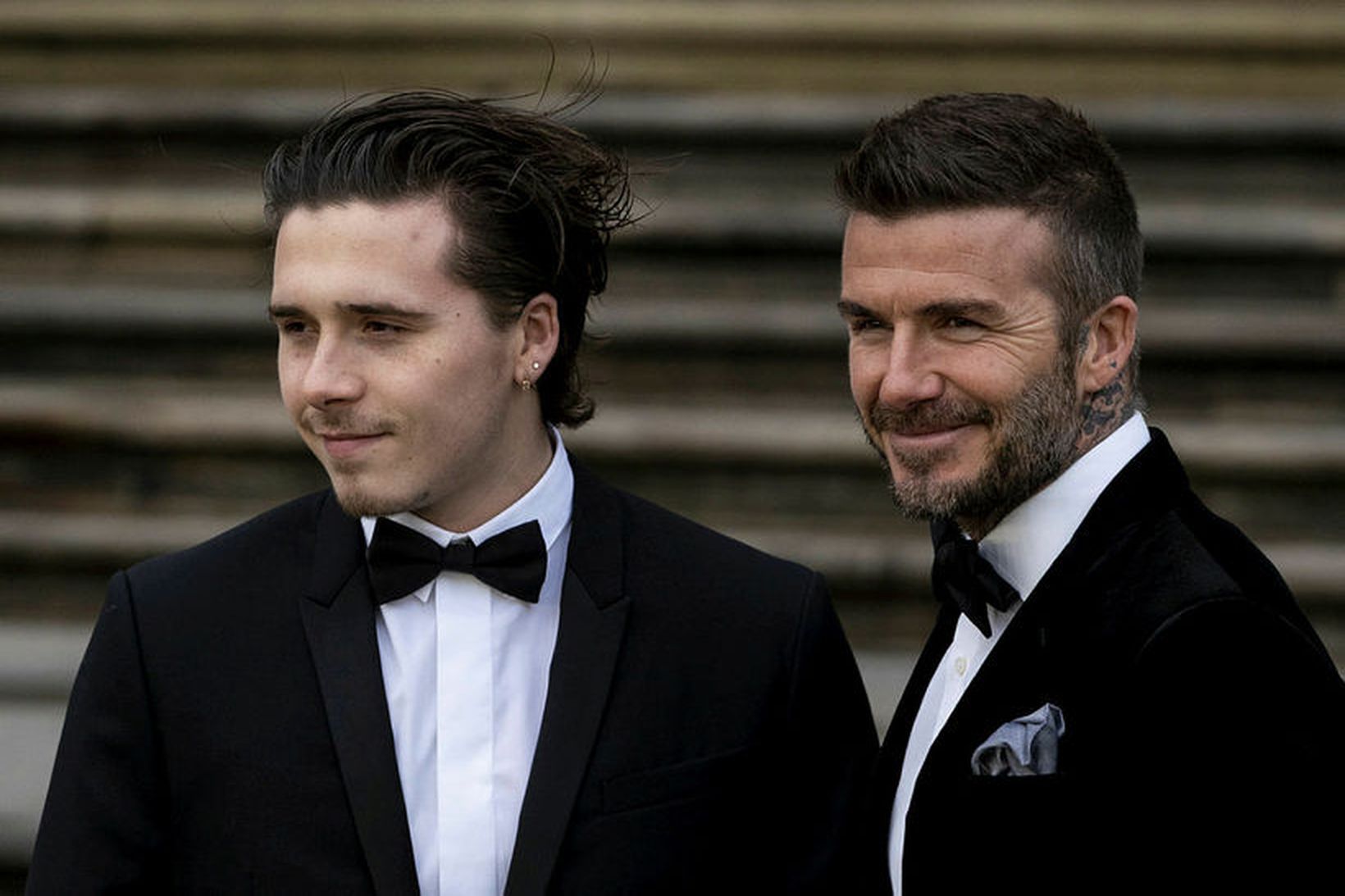 Brooklyn Beckham ásamt pabba sínum, David Beckham.
