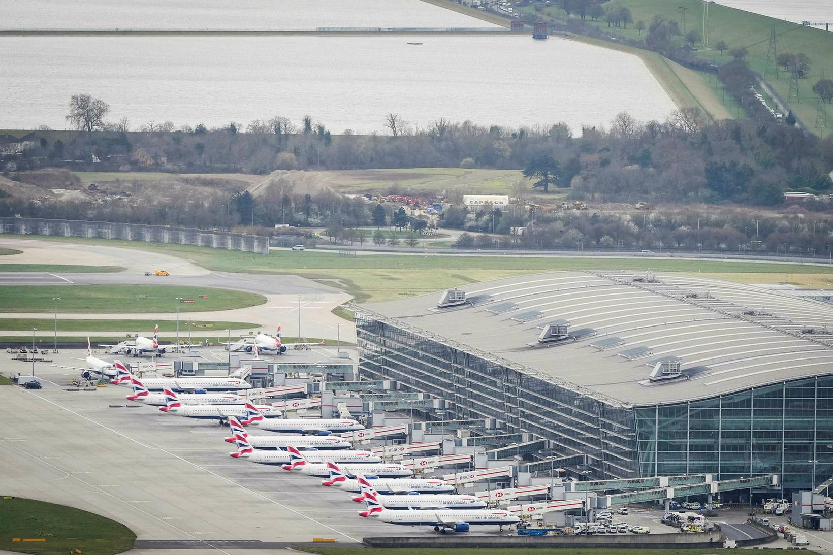 Frá Heathrow-flugvellinum í dag.