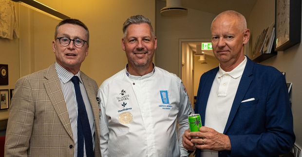 Óskar Finsson, Andreas Jacobsen og Ingvar Sigurðsson voru ánægðir með nýja heimili Klúbbs matreiðslumeistara.