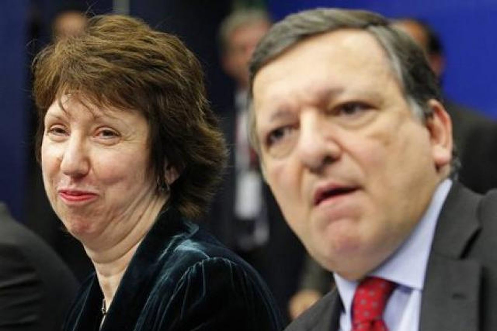 Catherine Ashton, nýr utanríkismálastjóri Evrópusambandsins, ásamt José Manuel Barroso, sem …