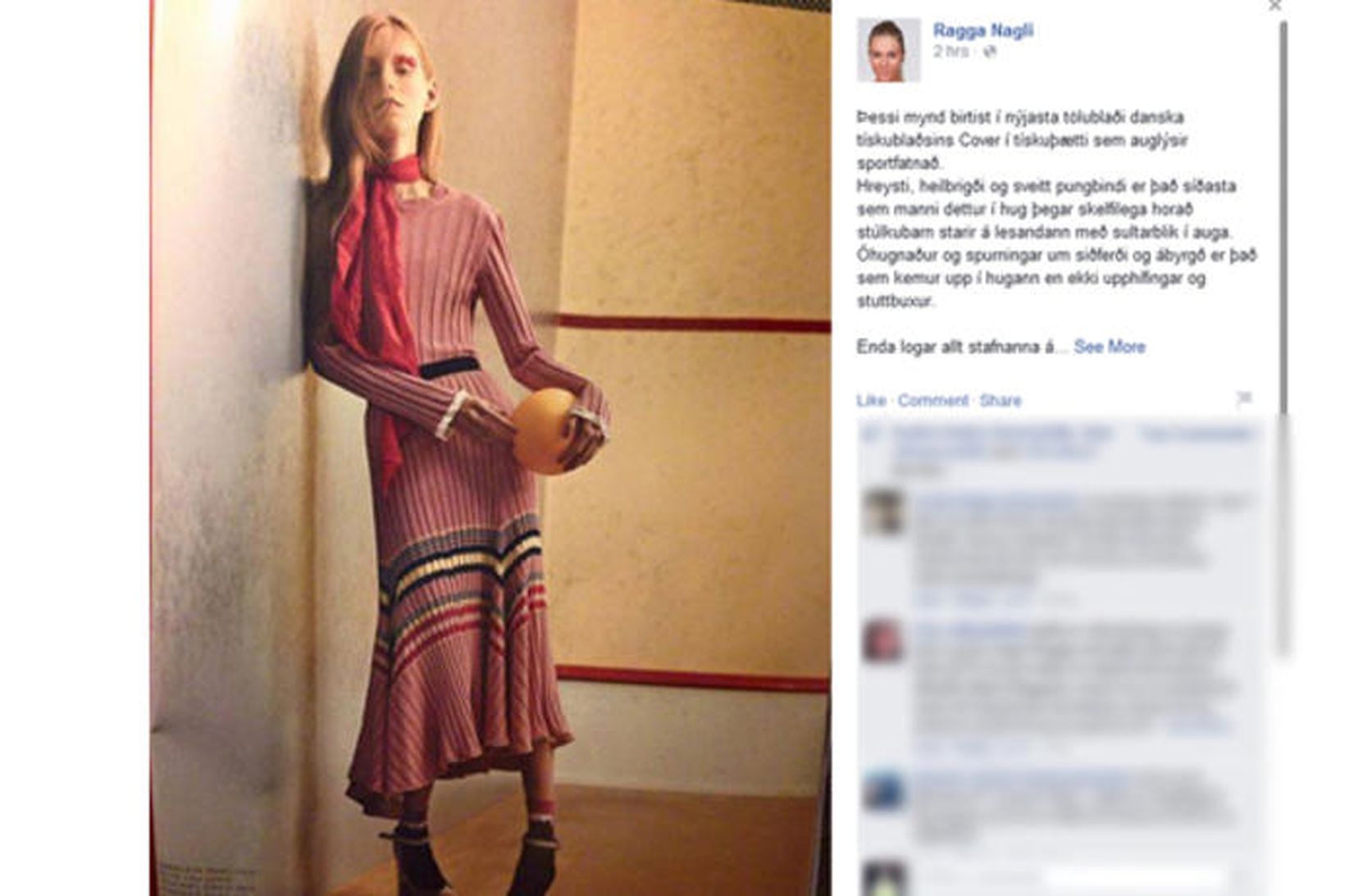 Skjáskot af facebook-síðu Röggu, hún birti mynd af umræddri síðu …