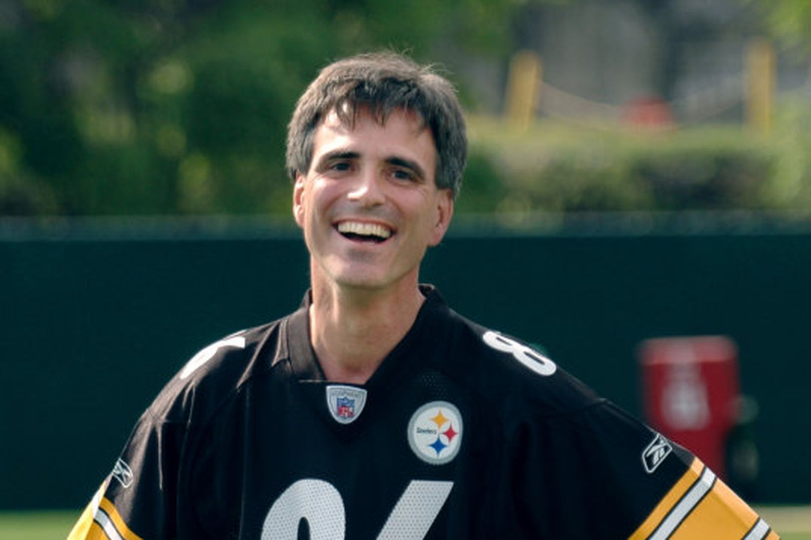 Randy Pausch á æfingu með Pittsburgh Steelers 3. október 2007.