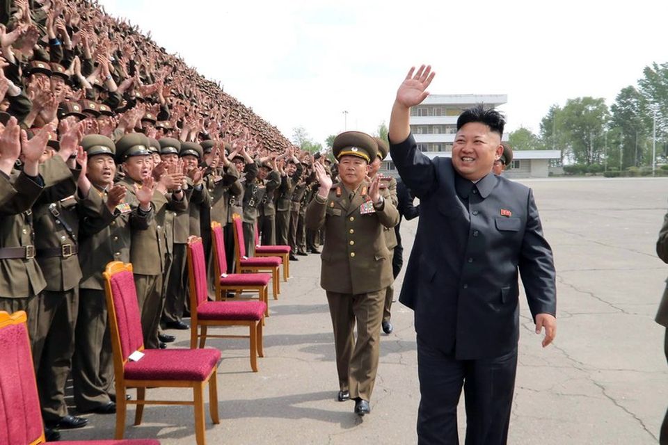 Kim Jong-Un á góðri stund.