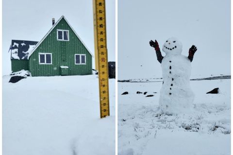 It has been snowing all night in Snæfell.