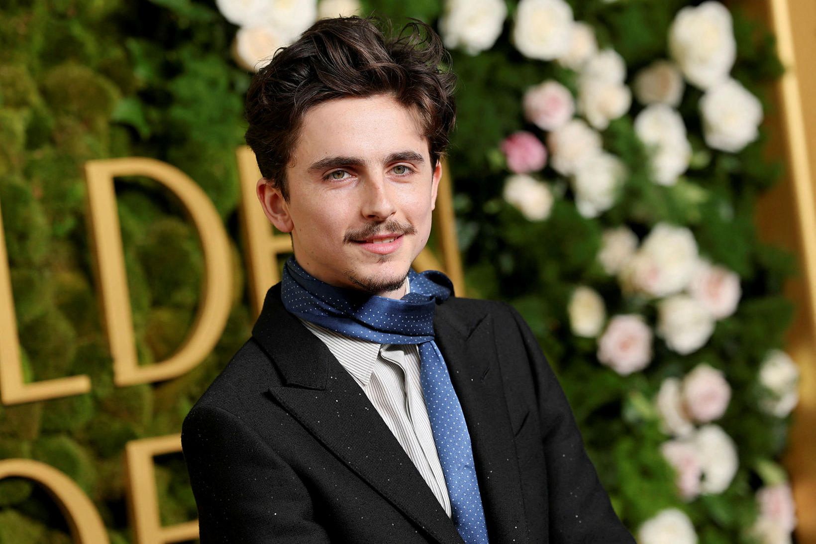 Timothée Chalamet var meðal gesta á Golden Globe-verðlaunahátíðinni í byrjun …