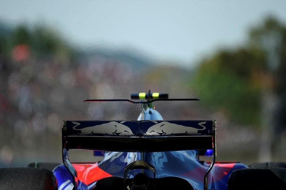 Carlos Sainz á Toro Rosso í Barcelona í dag.