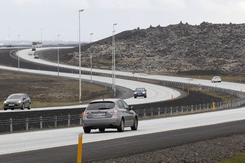 Reykjanesbraut leads from Reykjavik to Keflavik International Airport.