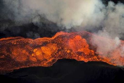 The volcanic eruption in Holuhraun continues.