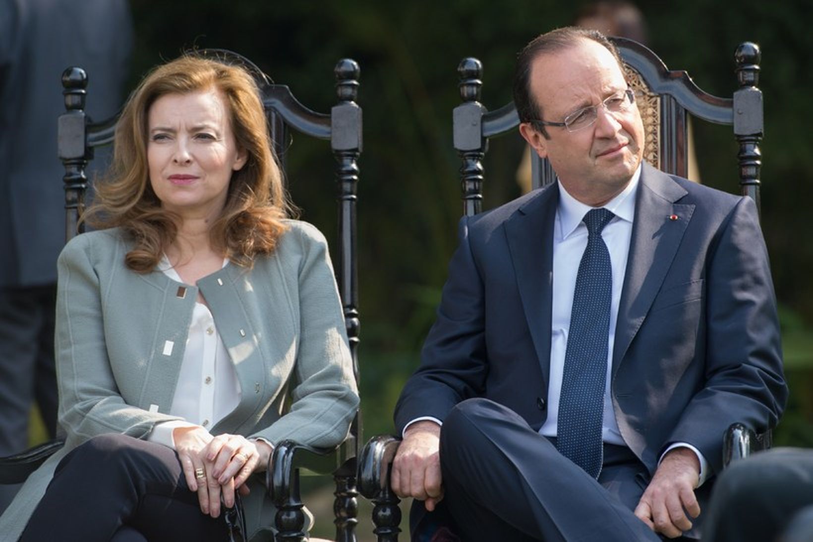 Valérie Trierweiler og François Hollande á meðan allt lék í …