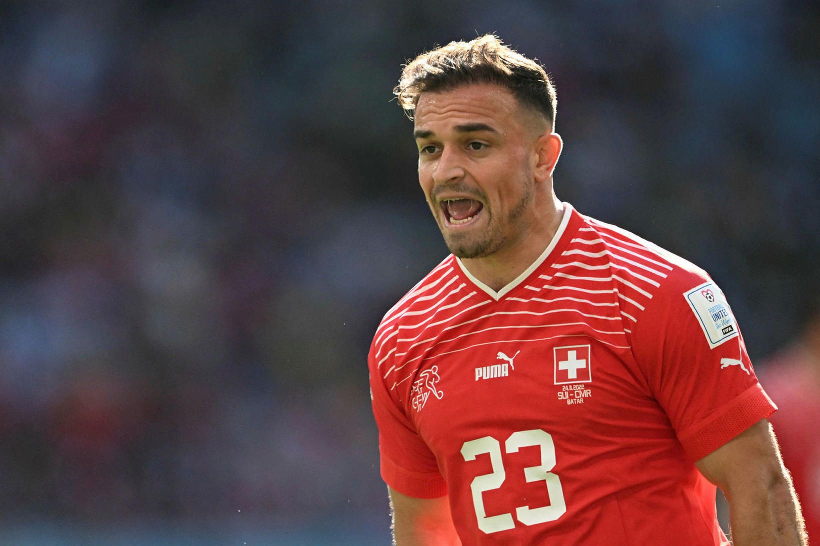 Xherdan Shaqiri í leiknum í morgun.