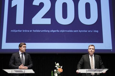 Icelandic PM and Finance Minister announcing plans to lift capital controls last month.