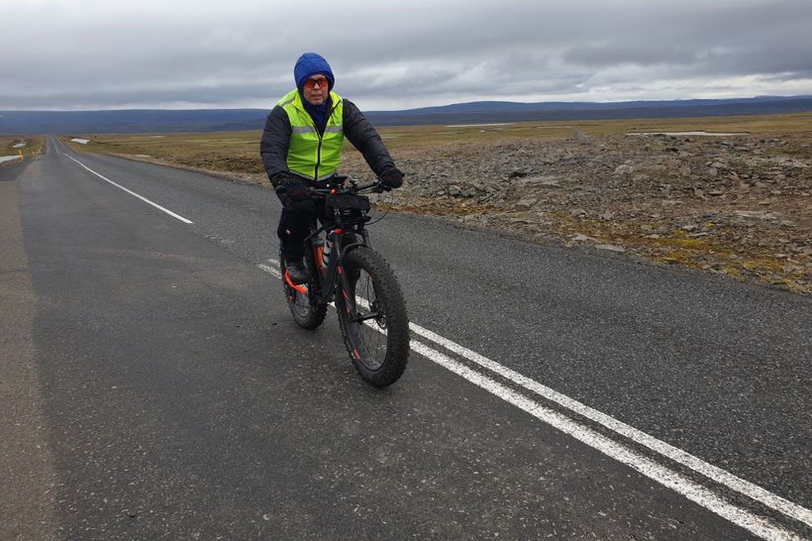 Óskar Þór Guðmundsson á Fljótsdalsheiðinni í dag.