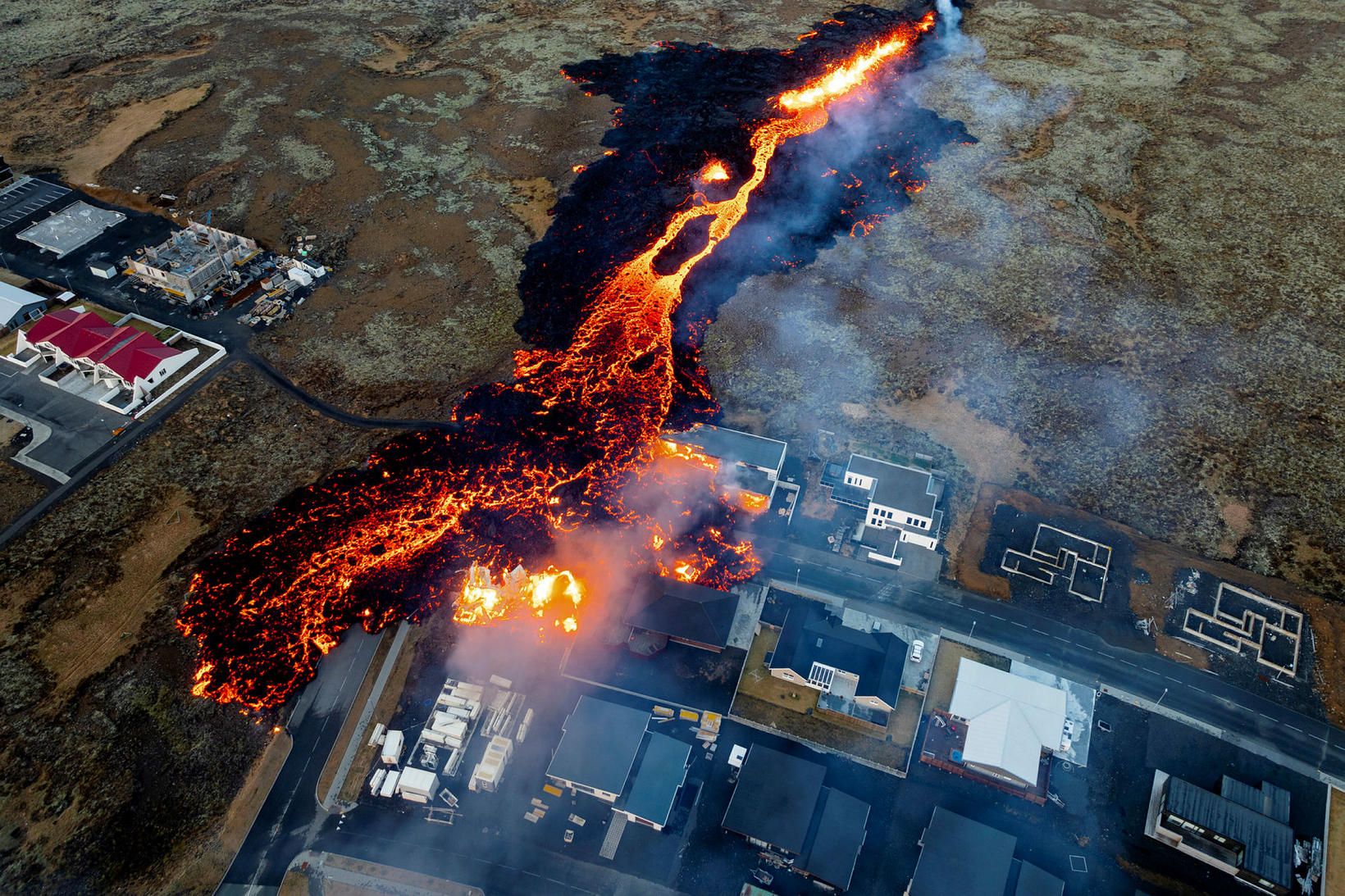 Frá Grindavík síðdegis á sunnudag.