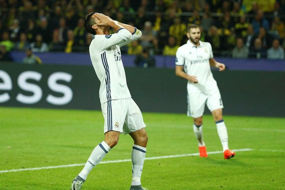 Cristiano Ronaldo bregst við í leik Real Madrid gegn Dortmund.