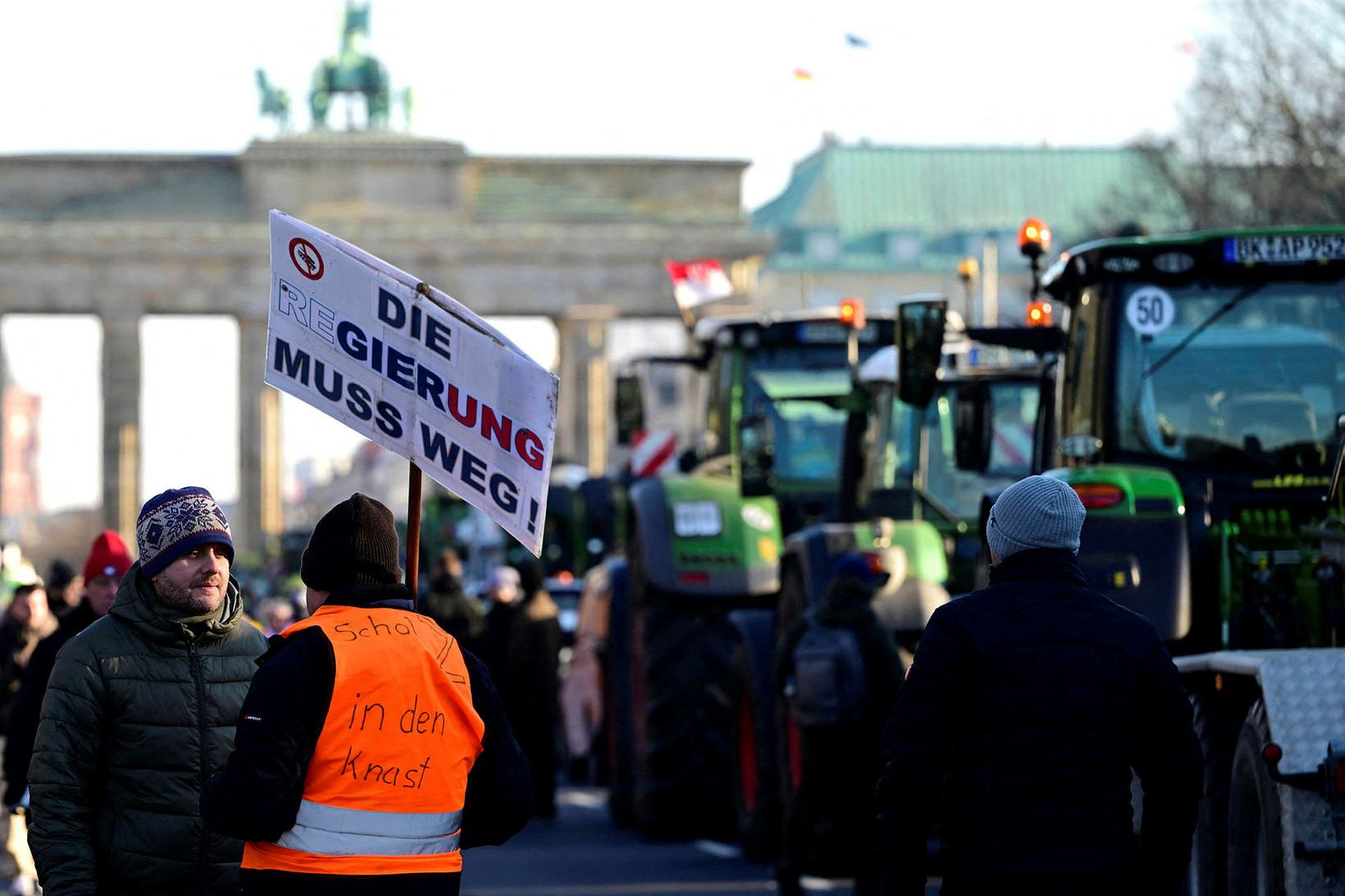 Mótmæli við Brandenborgarhliðið í Berlín.