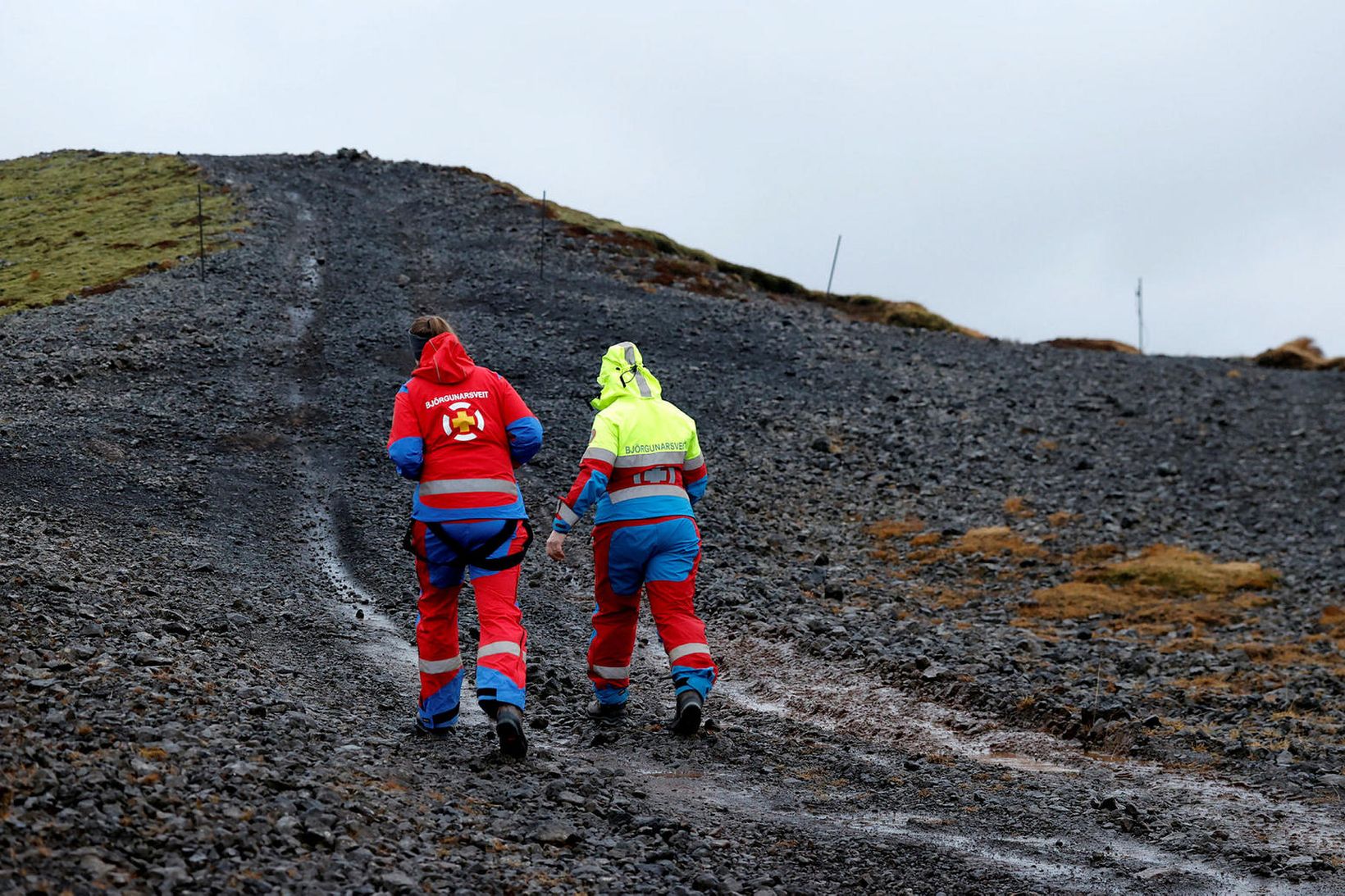 Björgunarsveitarmenn að störfum.