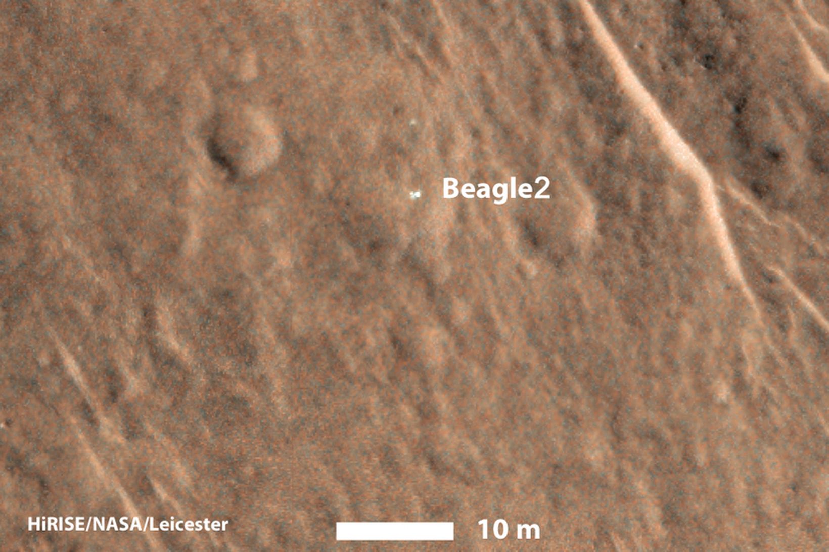Beagle 2 fannst á mynd Mars Reconnaissance Orbiter af yfirborði …