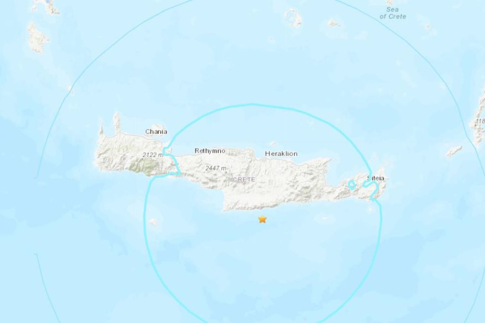 Upptök jarðskjálftans voru í sjónum um 48 km. suðaustur af …