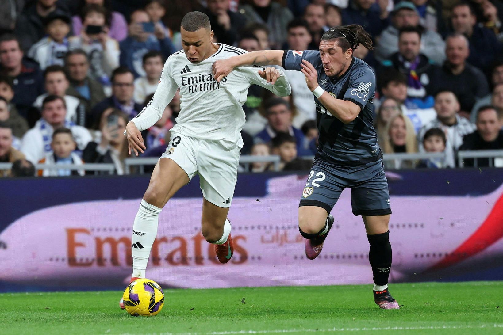 Kylian Mbappe skoraði fyrra mark Real í dag.