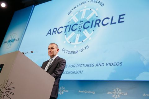 Guðni Th. Jóhannesson, President of Iceland, at the Arctic Circle assembly in Reykjavik today.