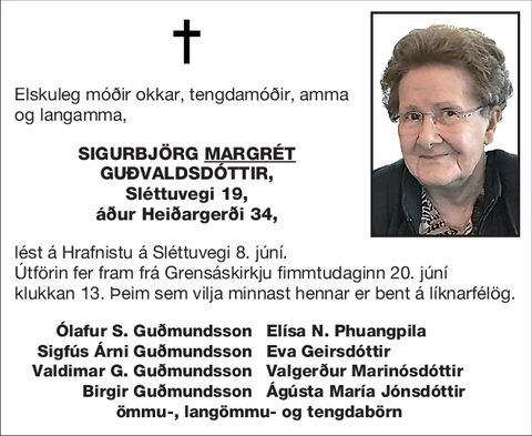 Sigurbjörg <U>Margrét</U> Guðvaldsdóttir,