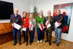 Skáldin voru að vonum ánægð með tilnefningarnar í Gunnarshúsi við Dyngjuveg núna síðdegis.