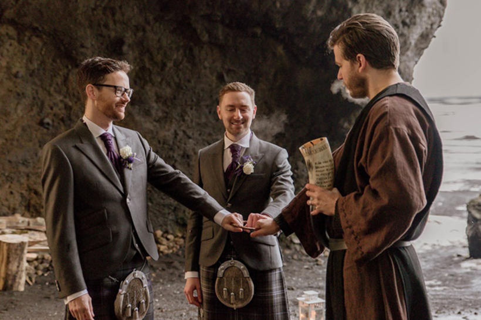 Pagan chieftain Haukur Bragason weds Scottish gay couple Paul and …