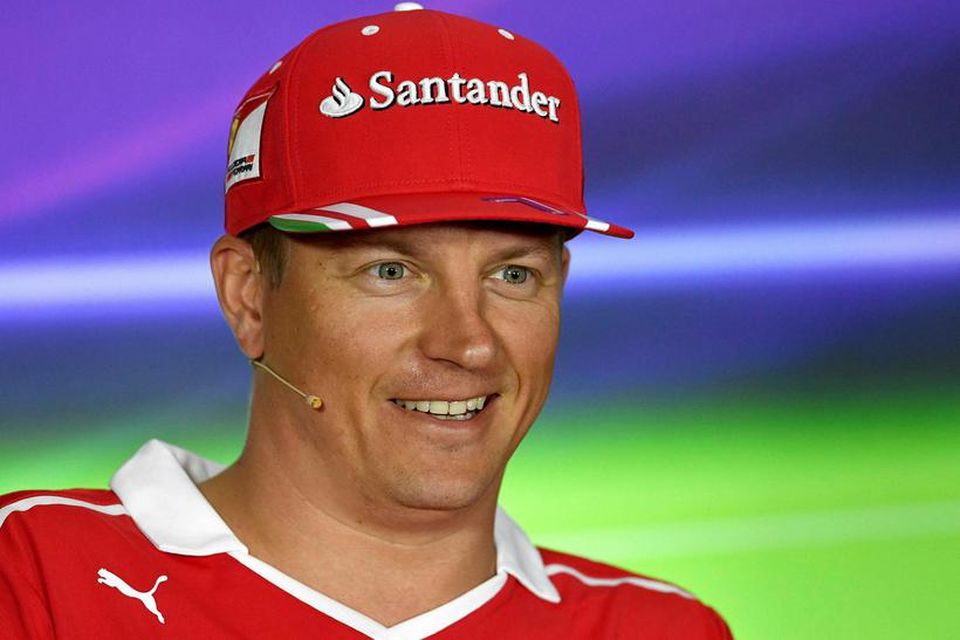 Kimi Räikkönen á blaðamannafundi í Baku í Aserbaísjan í dag en þar verður keppt um …