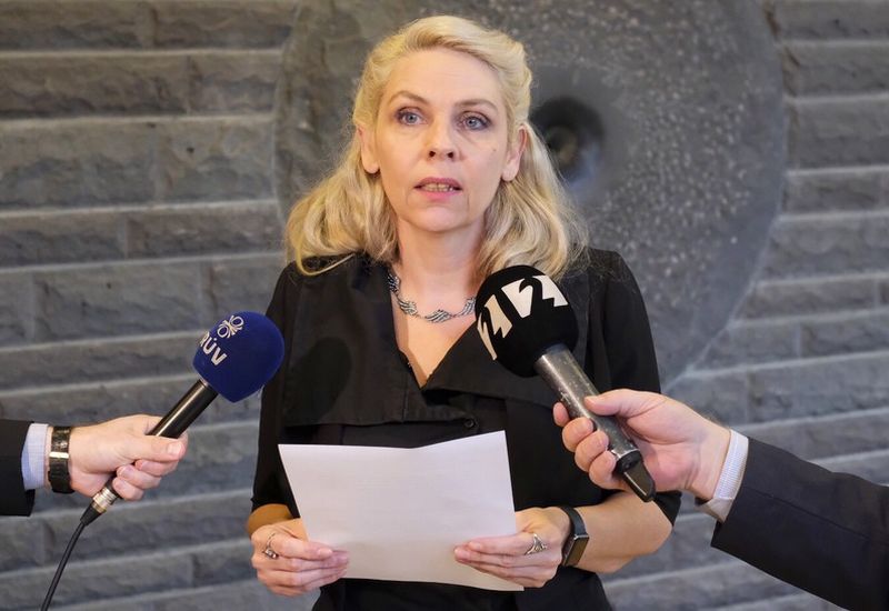 Birgitta Jónsdóttir reads the statement of the Pirate Party.