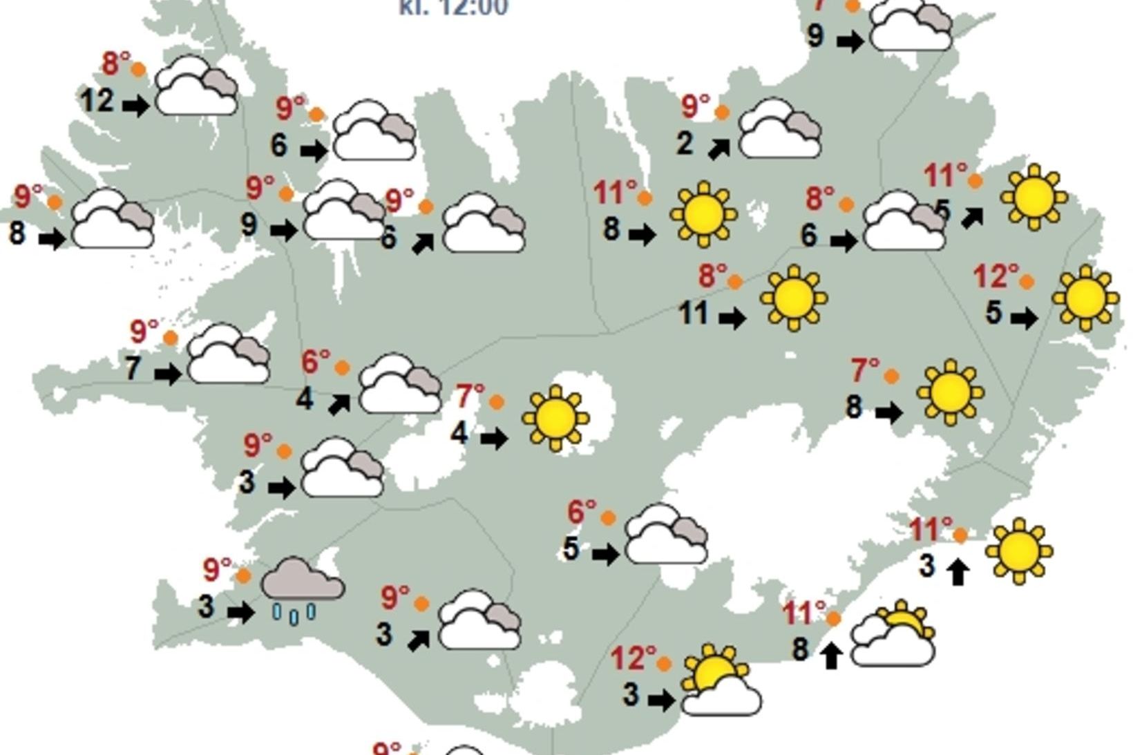 Sól og blíða á Suðausturlandi