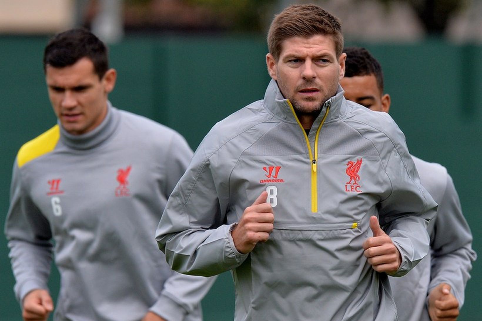 Steven Gerrard á æfingu hjá Liverpool.