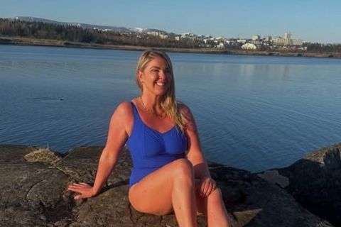 Berglind Guðmundsdóttir kíkti líka í sánu, enda er mikilvægt að dekra við sig á afmælisdaginn.