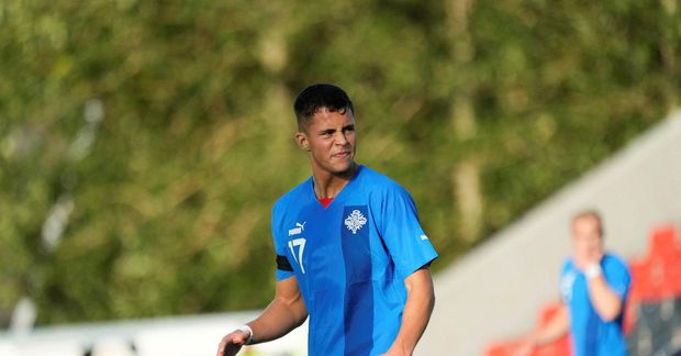 Óskar Borgþórsson í leik með U21-árs landsliðinu fyrir tveimur árum.