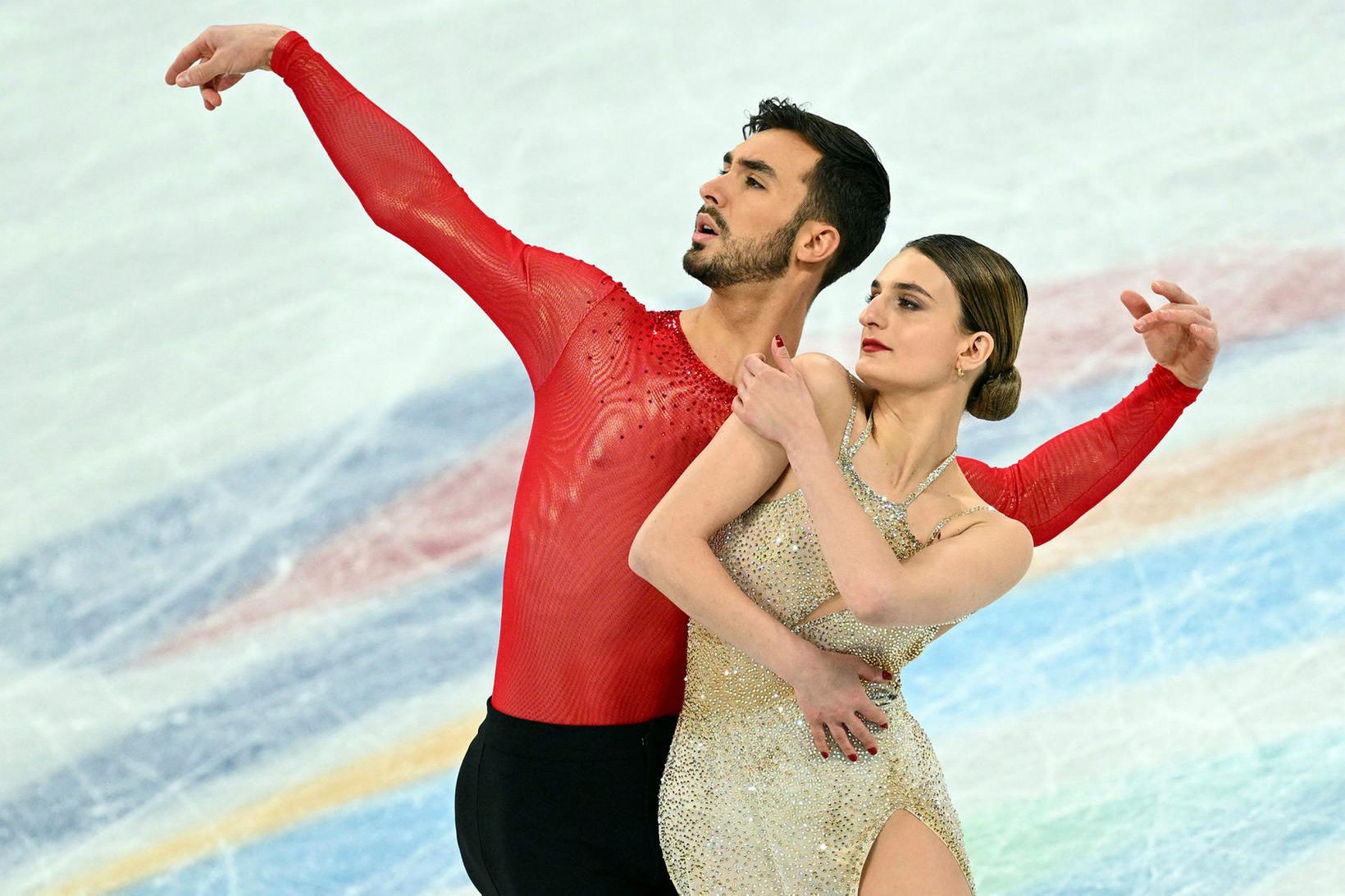 Gabriella Papadakis og Guillaume Cizeron á skautasvellinu í Peking í …