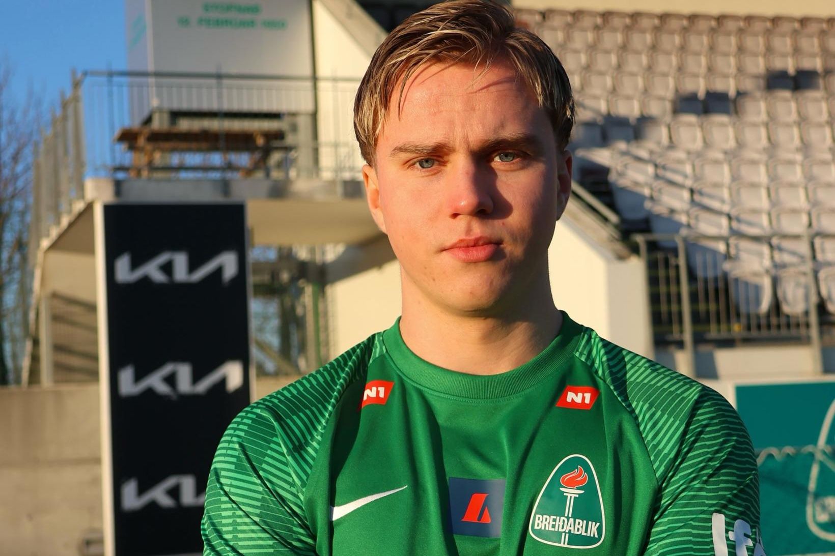Óli Valur Ómarsson skoraði þrennu fyrir sína menn í dag.